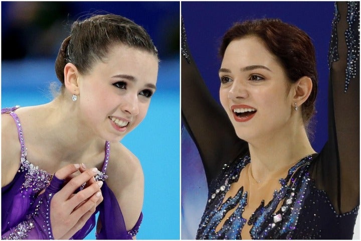 ドーピング疑惑が報じられたワリエワ（左）に、メドベージェワ（右）が温かいメッセージを送った。(C)Getty Images