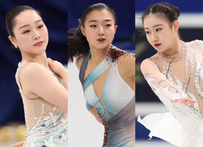 女子シングルに出場する日本勢は自らの強みを発揮できるか。左から樋口、坂本、河辺。 (C)Getty Images