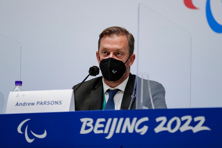 北京パラリンピックへのロシアとベラルーシの選手の出場を認めないと発表したIPCのパーソンズ会長。(C)Getty Images