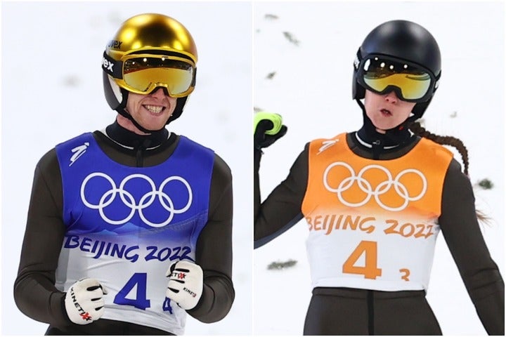 北京五輪のスキージャンプ団体戦で、チームに銀メダルをもたらした２人。彼らがZマークを身につけ波紋を呼んでいる。(C)Getty Images