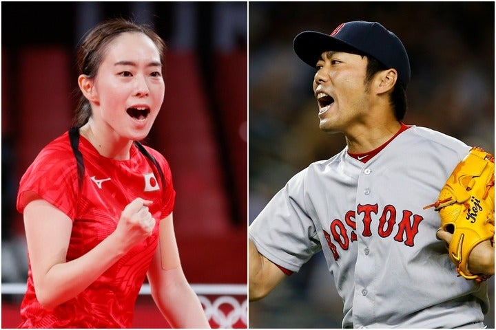 日本の卓球界を盛り上げる石川（左）と、野球界で活躍した上原氏（右）の２ショットが公開された。(C)Getty Images