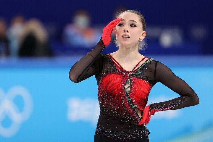 北京五輪期間中にドーピング陽性が発覚したワリエワ。彼女に対する処分は、いまだ明確なものは下されていない。(C)Getty Images