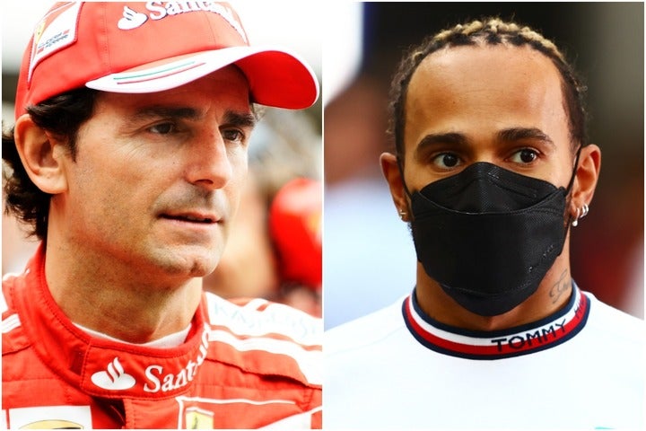 今季苦戦を強いられているハミルトン（右）に元スペインドライバーのペドロ・デ・ラ・ロサ（左）がコメントした。(C)Getty Images