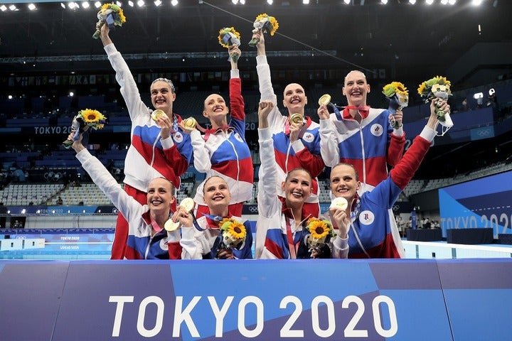 東京五輪のアーティスティックスイミングでも圧倒的な力を見せつけたロシア代表チーム。彼女たちも６月の世界選手権には出場できない。(C)Getty Images