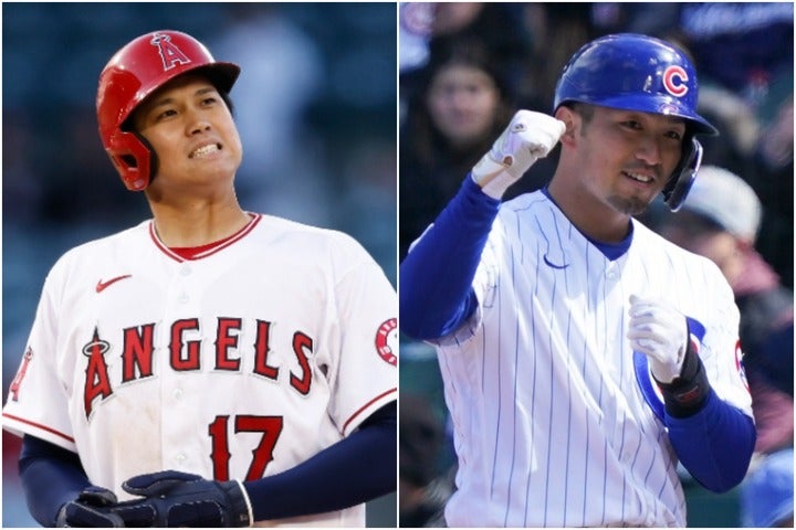 MLBでプレーする大谷（左）と鈴木（右）。開幕からの活躍ぶりを公式メディアが評した。(C)Getty Images