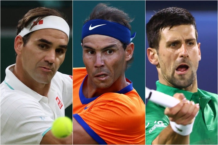 長きにわたりテニス界をけん引してきた『ビッグ３』（写真左から、フェデラー、ナダル、ジョコビッチ）が引退した後は果たして…。(C)Getty Images