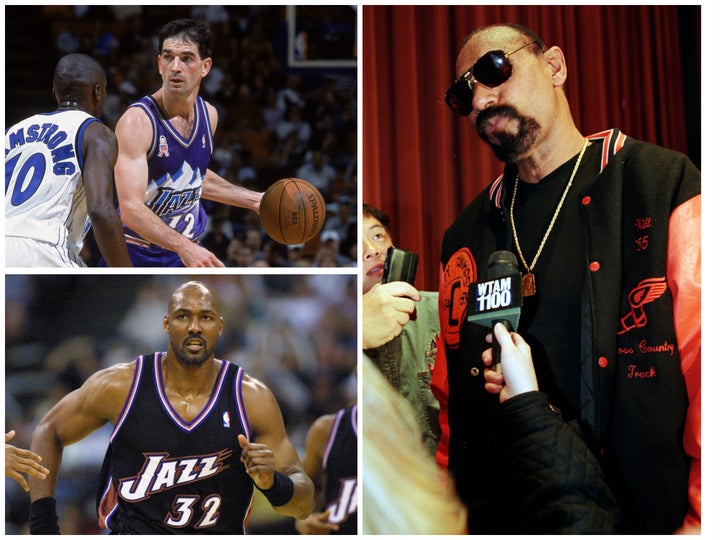 NBAを代表する鉄人たちを紹介。チェンバレン(右)やストックトン(左上)、マローン(左下)らがその代表格だ。(C)Getty Images