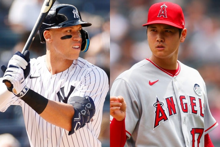 今季の本塁打王争いを独走しているジャッジ（左）は、大谷（右）との対戦をどう振り返ったのか。(C)Getty Images