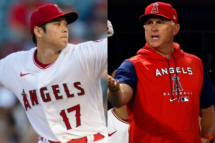 エンジェルスのネビン監督代行（右）は、投打にわたる大谷（左）のハイパフォーマンスをどう見たのか。(C)Getty Images