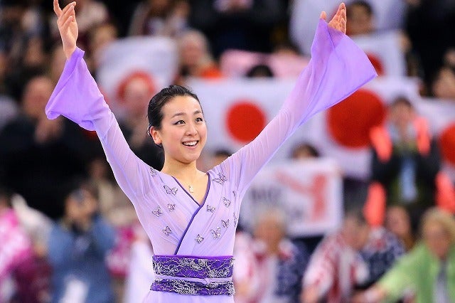 恒例の着物姿を披露した浅田さん。今回は伝統の染色にも挑戦したようだ。(C)Getty Images
