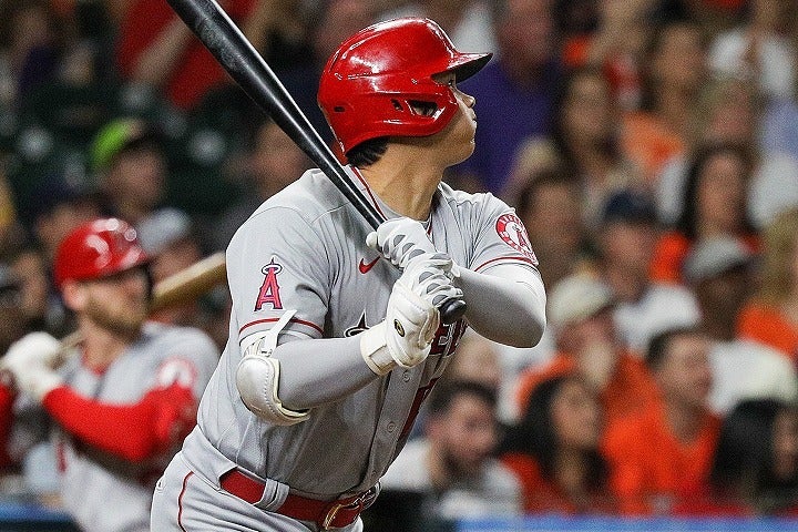 鮮やかな流し打ちで、苦手とするマッカラーズJr.を打ち崩した大谷。(C)Getty Images