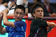 楽天オープン本戦初出場となった望月慎太郎(左）、惜しくも１回戦負けとなったダニエル太郎（右）。写真：滝川敏之