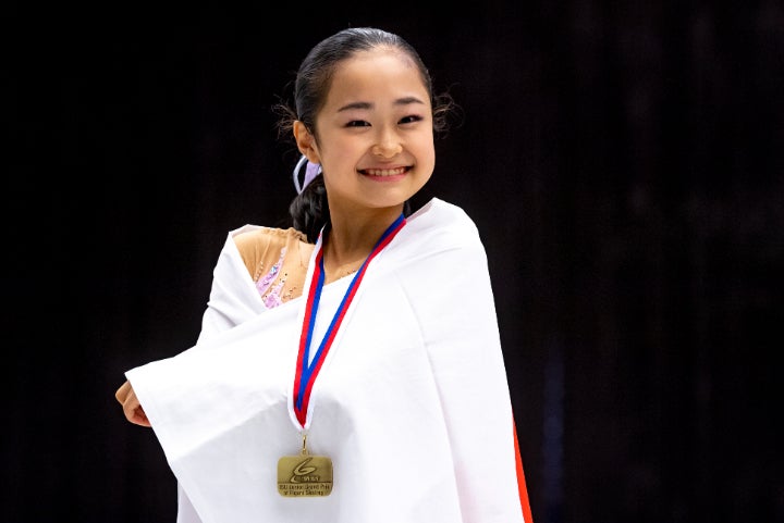 ４回転ジャンプを着氷した13歳の島田麻央。彼女の才能に海外スケート関係者から称賛の声が後を絶たない。(C)Getty Images