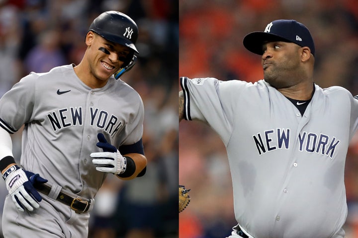アメリカン・リーグ最多本塁打記録を打ち立てたジャッジ（左）にサバシア（右）も賛辞を贈る。(C)Getty Images