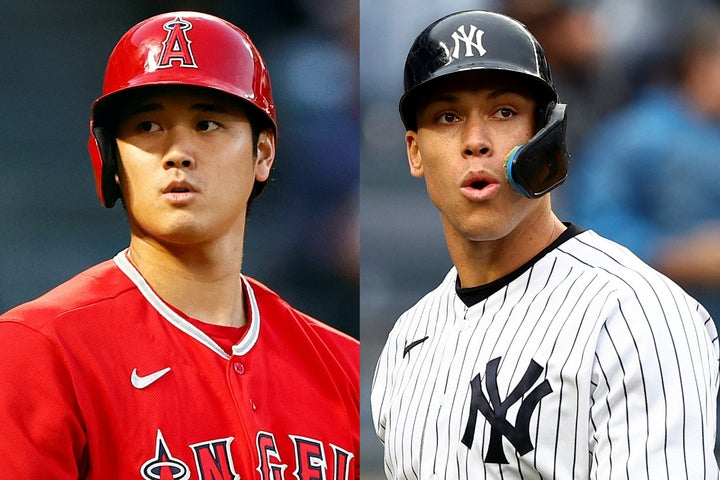 MLB候補として名が挙がっている大谷（左）とジャッジ（右）。今季は２人とも異次元の活躍を見せた。(C)Getty Images