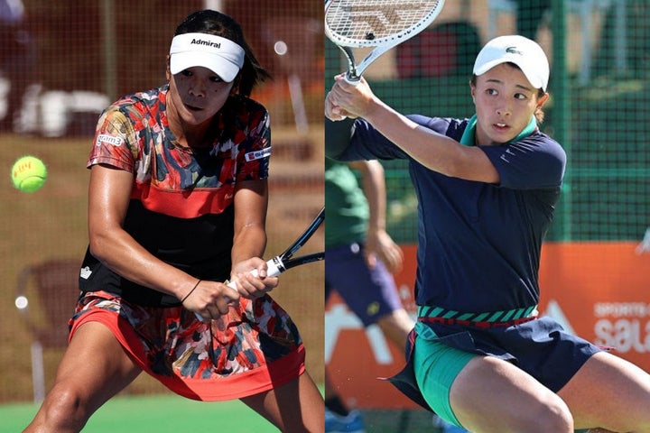 浜松ウィメンズオープンのシングルス決勝に進んだ加治遥（左）と山崎郁美（右）。写真提供：浜松ウィメンズオープン