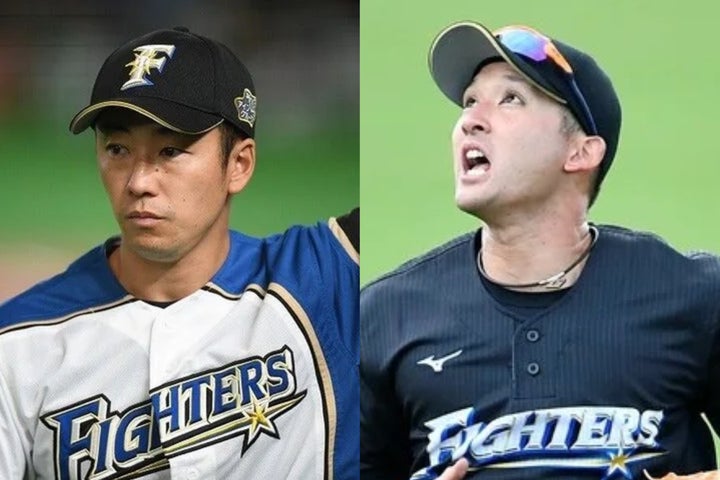 昨シーズン引退した斎藤（左）が杉谷（右）にメッセージを贈った。写真：徳原隆元/金子拓弥（THE DIGEST写真部）