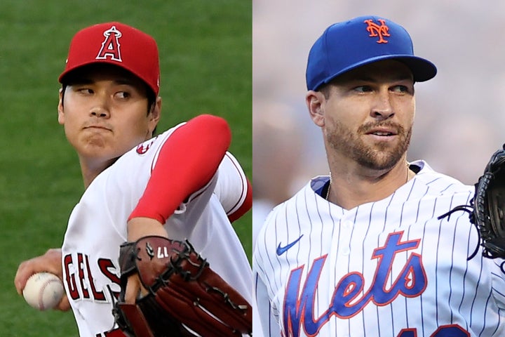 MLB屈指の右腕デグロム（右）のエンジェルス入団が実現すれば、大谷（左）の負担が減ることが予想される。(C)Getty Images