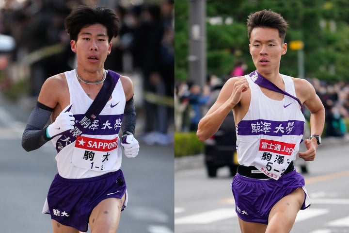 ３冠を目標に掲げる駒澤大。写真は大エース田澤廉（左）とスーパールーキー佐藤圭汰（右）。写真：JMPA/産経新聞社