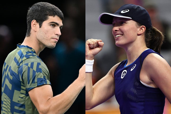 男女テニス界のトップに君臨しているアルカラス（左）、シフィオンテク（右）。（C）Getty Images