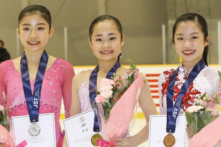 14歳の島田（中央）が去年に続き、全日本ジュニアを優勝した。写真：滝川敏之