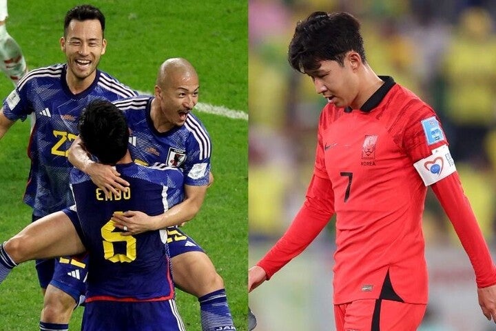 ともに決勝トーナメント進出を果たした日本と韓国。しかし、後者の国内では、母国代表に対する悲観的な声が広まっているようだ。(C)Getty Images