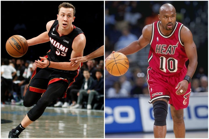 自身の記録を塗り替えたロビンソン（左）を、ハーダウェイ（右）が称賛した。(C)Getty Images