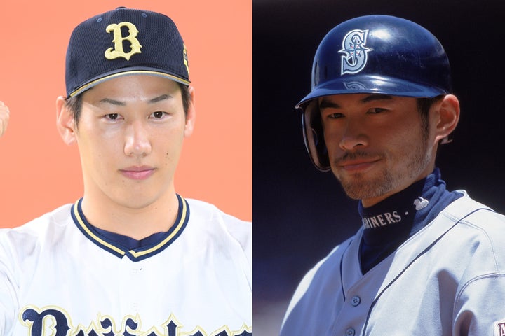 レッドソックスに入団した吉田（左）。MLB公式は吉田をイチロー（右）以来の新人首位打者になると予測している。写真：鈴木颯太朗、(C)Getty Images