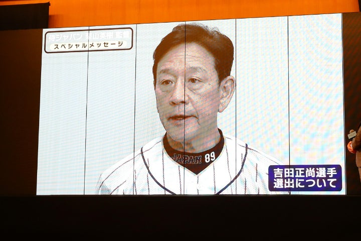 VTR出演した侍ジャパン栗山監督は代表メンバーのWBCに懸ける思いに感動したと語る。写真：滝川敏之