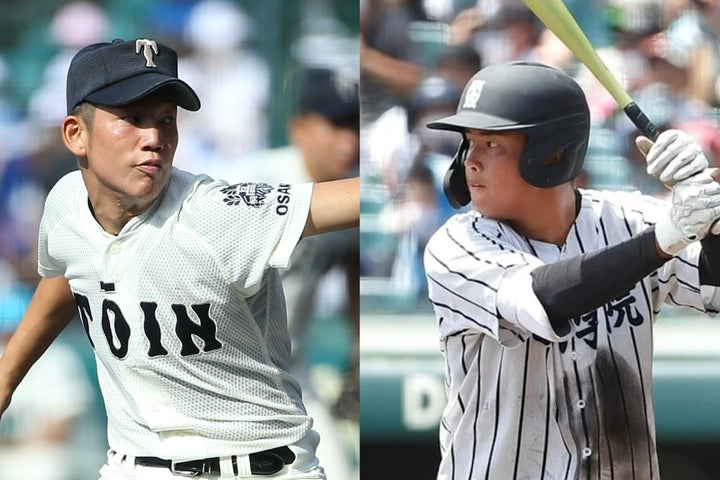 高校生では大阪桐蔭の川原（左）や九州学院の村上（右）がプロに指名されなかった。(C)THE DIGEST写真部