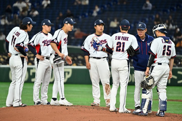 ３大会連続１次ラウンドで敗退した韓国代表。選手の高齢化や投手陣の層の薄さなど、課題が浮き彫りになった。(C) Getty Images