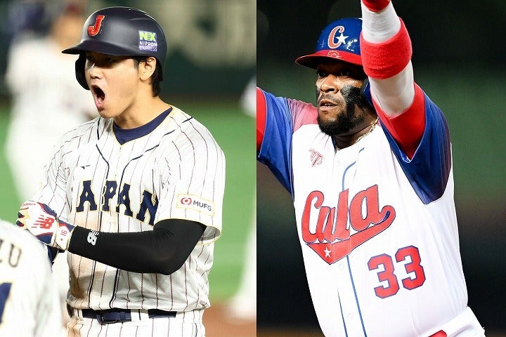 投打で違いを作り出し、勝利に貢献する大谷（左）。その打棒にキューバのドレイク（右）も賛辞を惜しまない。(C)Getty Images、写真：梅月智史