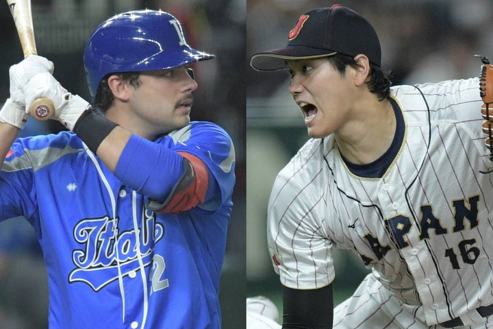 MLBではエンジェルスに所属するフレッチャー（左）と大谷（右）。準々決勝では同僚対決が見られた。写真：鈴木颯太朗