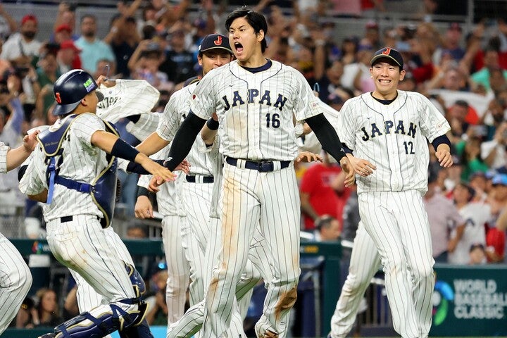 優勝を決め、感情を爆発させた大谷。その姿に日本列島も沸いた。(C)Getty Images