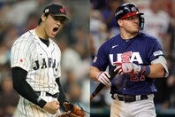 文字通りの頂上決戦で実現した大谷とトラウトのマッチアップ。このハイレベルな対決はしかし、新ルールが導入されていれば、あっけない幕引きを迎えていたかもしれない。(C)Getty Images