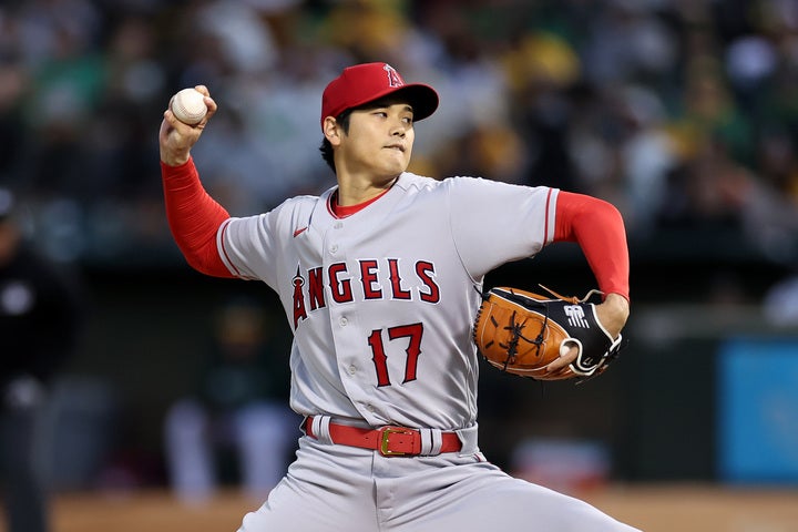 30日のアスレティックス戦では10奪三振をマークした大谷。そんな彼の奪三振数はルースを大きく上回っている。(C)Getty Images