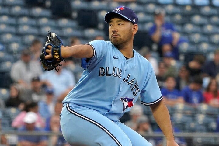 ４日のロイヤルズ戦で初勝利を飾った菊池。三振の際にはガッツポーズも見せた。(C)Getty Images