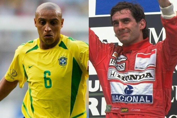 ブラジルが誇るふたりの英雄、ロベルト・カルロスとアイルトン・セナの究極の美技がフォーカスされた。(C) Getty Images