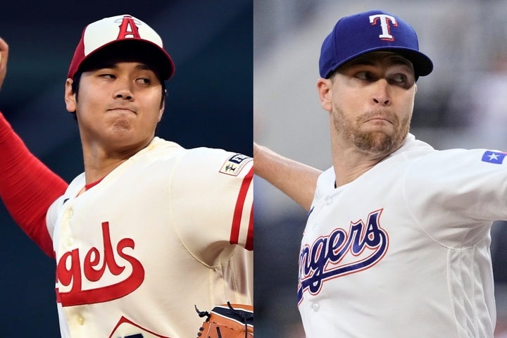 今季４勝目を挙げた大谷（左）。サイ・ヤング賞２度のテグロム（右）が持つ記録に並んだ。(C) Getty Images