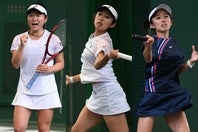 春の早慶戦女子、早大の勝利を決めた梶野桃子（左）、早大の絶対的エース神鳥舞（中）、慶大で唯一の白星を挙げた大川美佐（右）。写真：スマッシュ編集部