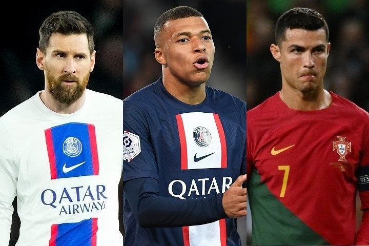 サッカー界の長者番付でトップ３に位置するメッシ、エムバペ、C・ロナウド。(C) Getty Images