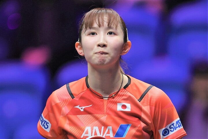準決勝で世界ランク１位に敗れるも、銅メダルを獲得した早田。(C)Getty Images