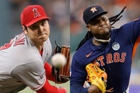アストロズの左腕バルデス（右）は大谷（左）との投げ合いに興奮していた。(C) Getty Images