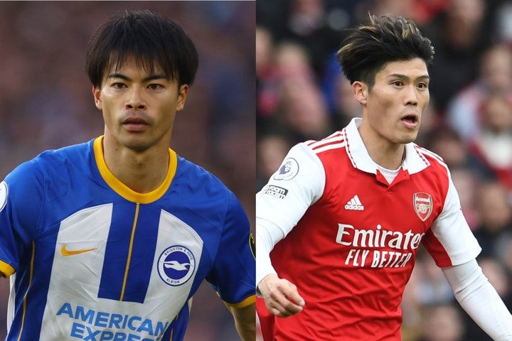 今季プレミア・リーグで対照的な成績となった三笘（左）と冨安（右）。昨年のW杯を沸かせた日本代表選手に注目が集まった。(C) Getty Images