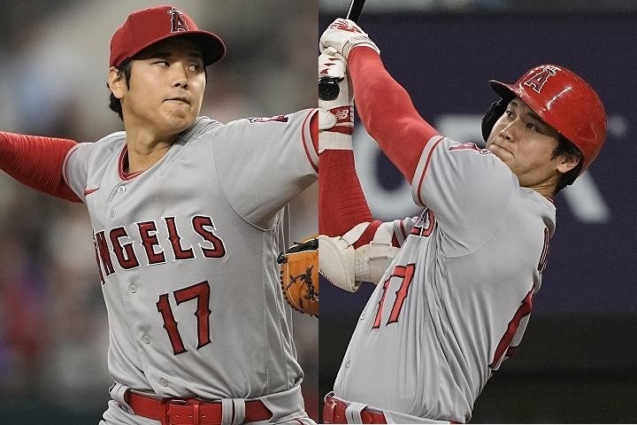 大谷の投打にわたる活躍で、エンジェルスは首位レンジャーズを相手に勝ち越した。(C) Getty Images