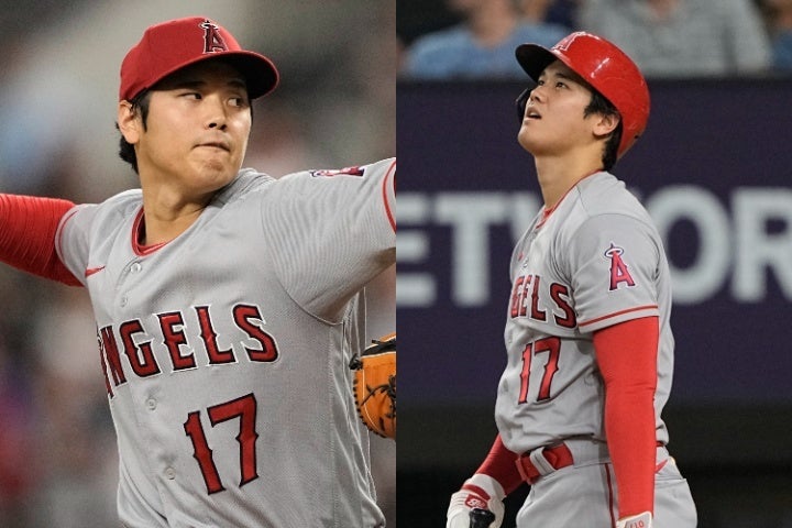 今季の大谷は投打で異次元のスタッツを叩き出している。エ軍GMは夏のトレード期限前の放出をあらためて否定しているが、移籍の噂は絶えない。(C)Getty Images