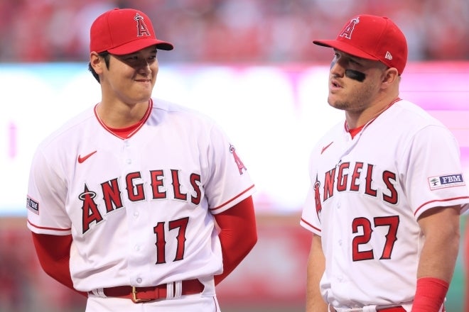 MLB最強デュオである大谷（左）＆トラウト（右）。厚い信頼関係で結ばれる。(C)Getty Images