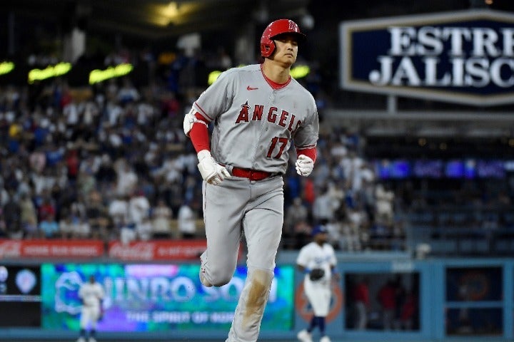 ドジャース戦で32号２ランを叩き込んだ大谷。(C)Getty Images