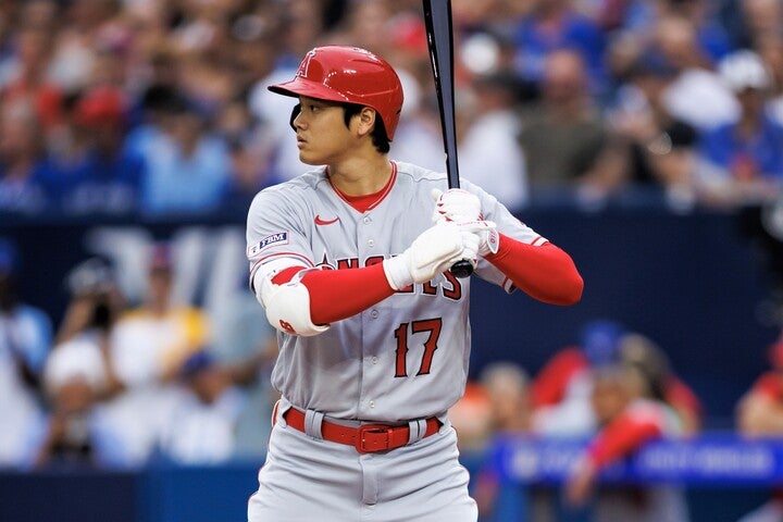 第１打席でいきなり39号ソロを叩き込んだ大谷。(C)Getty Images