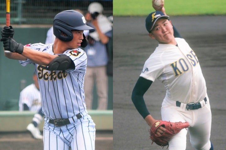 今年の夏の甲子園、注目選手には東海大熊本星翔の百崎蒼生（左）、八戸学院光星の洗平比呂（右）らがいる。写真：西尾典文